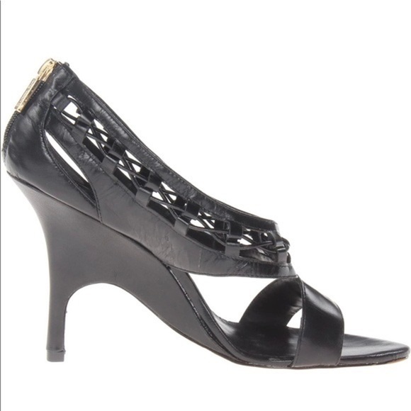 NEW Nordstrom Rachel Roy Finlee Black Genuine Leather Sandal Heel Open Toe 5.5 - Picture 1 of 8